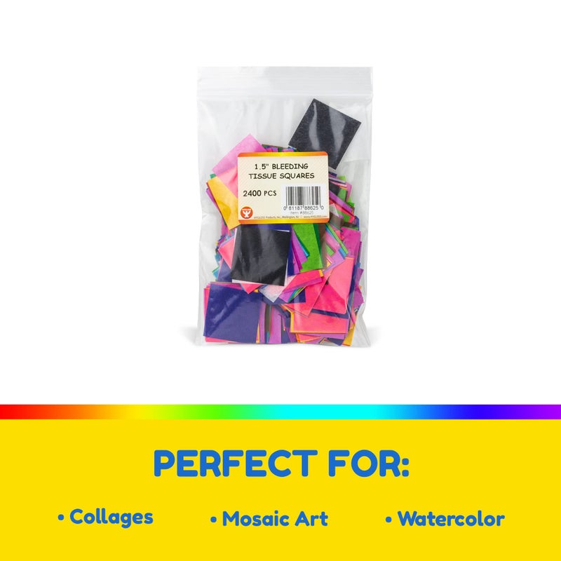 Hygloss Products Bleeding Tissue Paper Squares 1.5-Inch, 20 Assorted Colors for Arts & Crafts, DIY Projects, Scrapbooking, Greeting Cards, 2400 Squares - Image 2